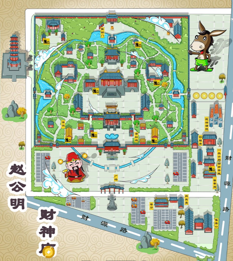 嘉禾寺庙类手绘地图